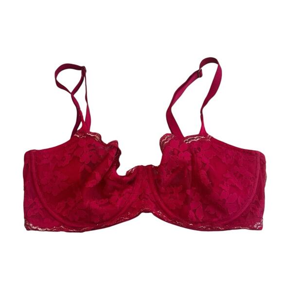 VICTORIA ‘S SECRET Push up without padding Red Lace Bra Size 32DDD 32F - Picture 1 of 12